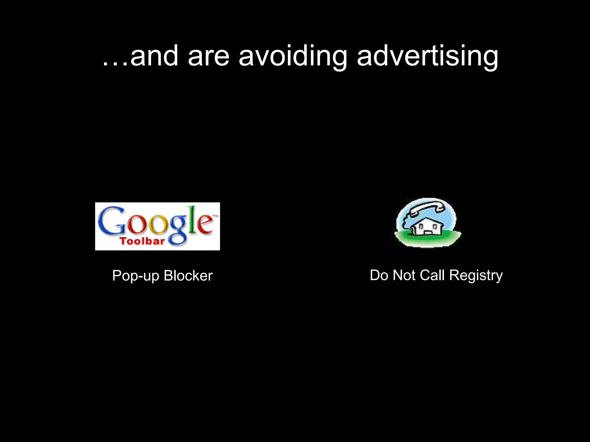 … and are avoiding advertising Pop-up Blocker Do Not Call Registry 