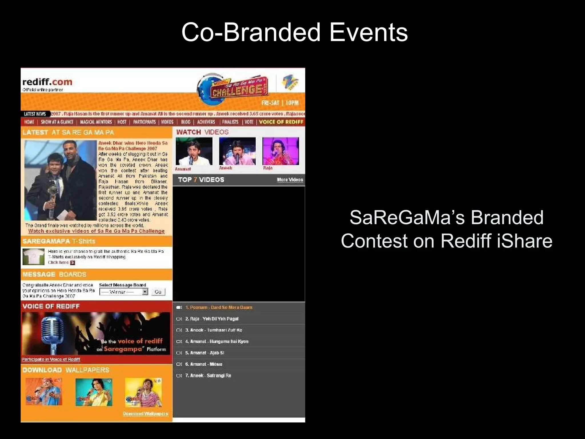 SaReGaMa’s Branded Contest on Rediff iShare Co-Branded Events 