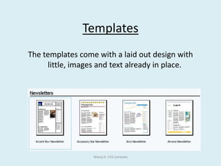 OPERATIONS ON FILESUPDATING	This is a term that describes keeping a file up-to-date. It is different to maintenance. Updating is done regularly to dynamic data in the record. Every time a product is passed over the scanner at the supermarket the stock file is updated. Every time you take a book from the library the book record is updated.	Often a master file is updated with a sorted transaction file. In this case the transaction file must be in the same order as the master file – key field order.MAINTENANCE	This also means making sure that a file is up-to-date but this time the data being changed will be more static or permanent in nature. The price of a product in a stock file will change – but not every day or week. A student’s telephone number or address may need changing in the school student file. This is not a regular operation.	Maintenance will also include operations on an entire record: insertion and deletion. Adding a completely new record to the file (insertion) – a new student joins the school, a new product goes on sale at the supermarket. Removing an old record (deletion) – a student leaves the school, a product is not sold anymore.Manoj K. CVS Lonavala62