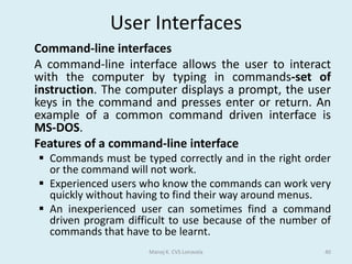 Graphics software	The range of pictures, drawings and images which can be produced by a computer are called graphics. 	The main types of graphics packages are painting, drawing, photo editing and CAD. There may be some cross over between the packages, i.e. certain packages may be suitable for more than one task.Manoj K. CVS Lonavala14