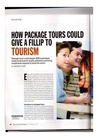 Sourajit Aiyer - All India Management Association, India - How Package Tours could give a Fill-up to Tourism, Mar 2015