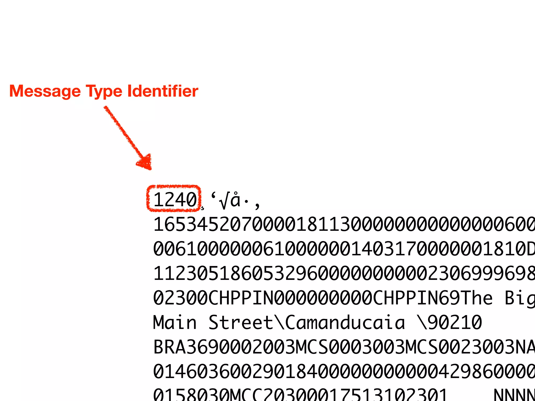 1240¸‘√å·‚ 
16534520700001811300000000000000600
0061000000610000001403170000001810D
11230518605329600000000002306999698
02300CHPPIN000000000CHPPIN69The Big
Main StreetCamanducaia 90210
BRA3690002003MCS0003003MCS0023003NA
01460360029018400000000000429860000
Message Type Identiﬁer
 