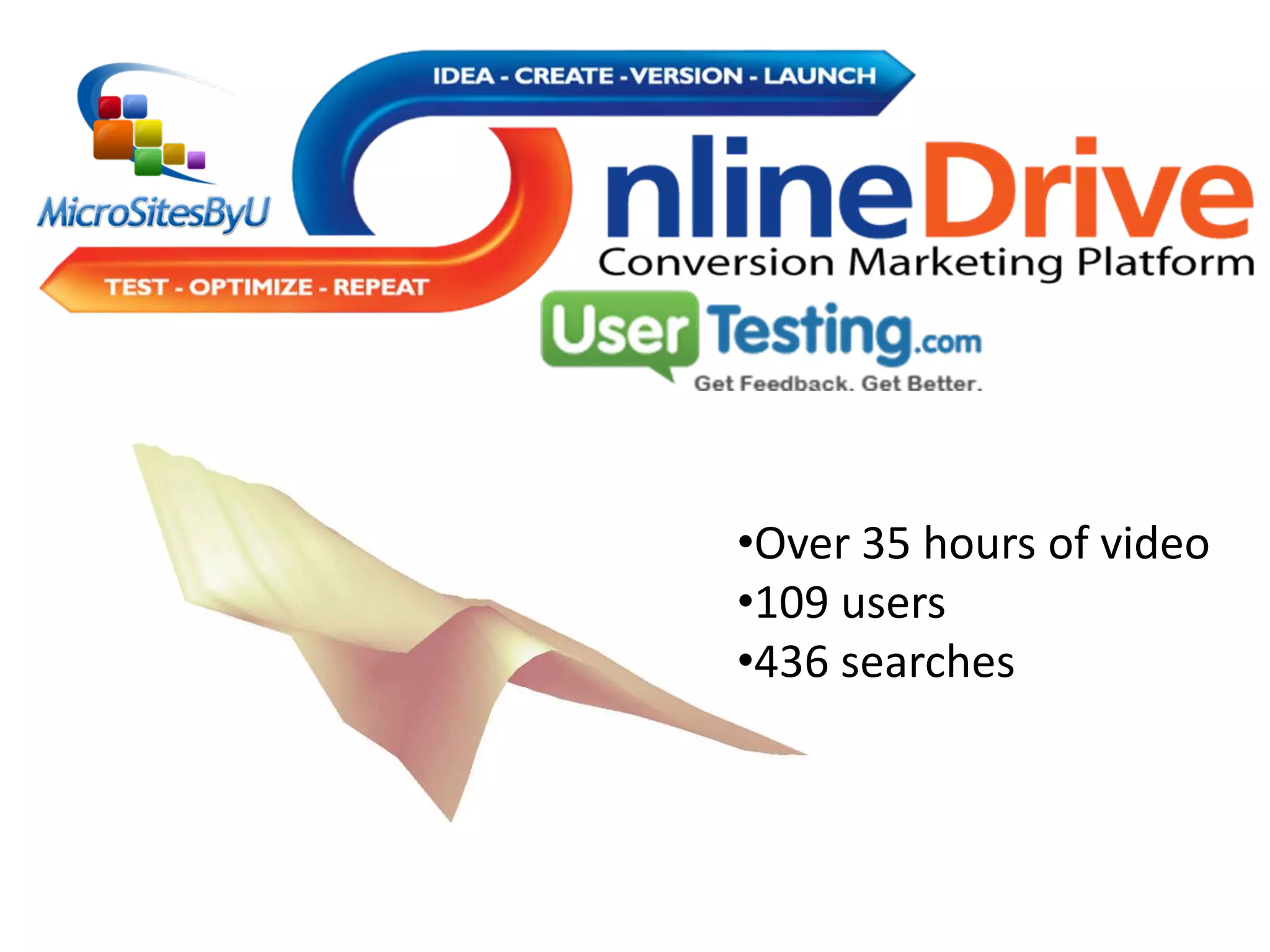 •Over 35 hours of video
•109 users 
•436 searches 
 