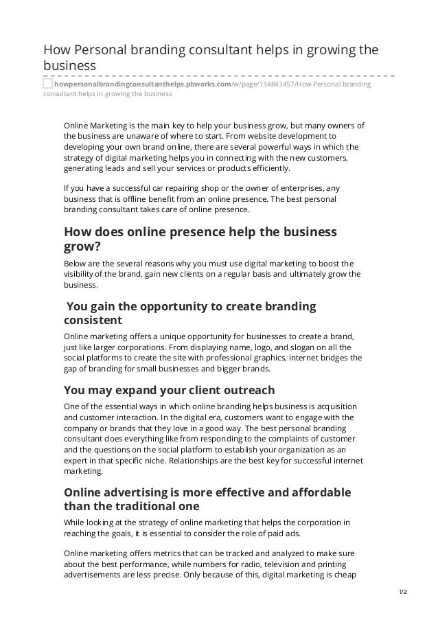 How Personal Branding Consultant Helps In Growing The Business