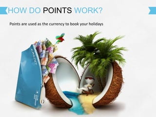 Points are used as the currency to book your holidays
HOW DO POINTS WORK?
 