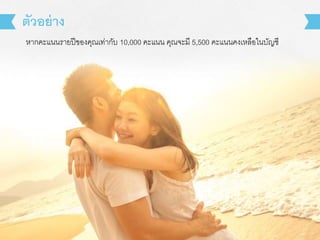 หากคะแนนรายปีของคุณเท่ากับ 10,000 คะแนน คุณจะมี 5,500 คะแนนคงเหลือในบัญชี
ตัวอย่าง
 