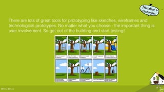 @ﬂinc, @m_ic
There are lots of great tools for prototyping like sketches, wireframes and
technological prototypes. No matter what you choose - the important thing is
user involvement. So get out of the building and start testing!
 