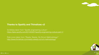 @ﬂinc, @m_ic
Thanks to Spotify and Thinslices <3
Scribbles taken from “Spotify engineering culture”: 
https://labs.spotify.com/2014/03/27/spotify-engineering-culture-part-1/
Role icons taken from “Ready. Steady. Go Scrum Methodology!” 
http://www.thinslices.com/ready-steady-scrum-methodology/
 