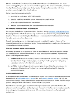 Comprehensive Psychiatric Care for Managing Anxiety and Depression ...