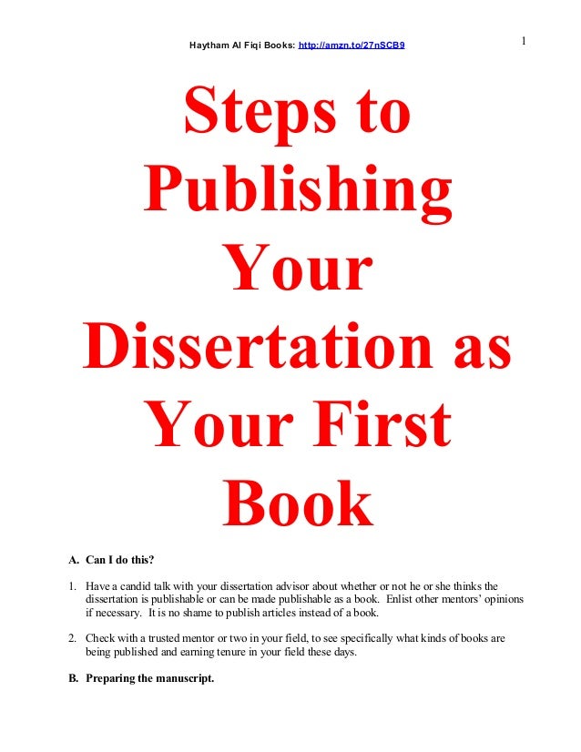 publishing dissertation as a book