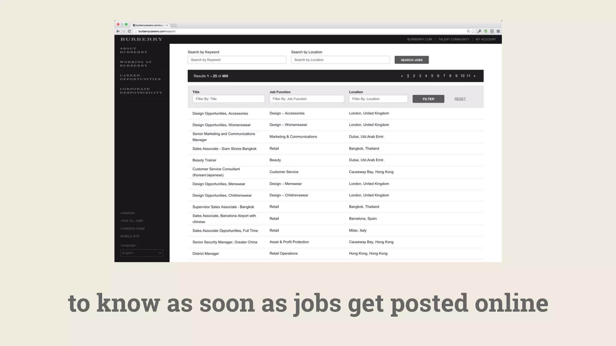 to know as soon as jobs get posted online
 