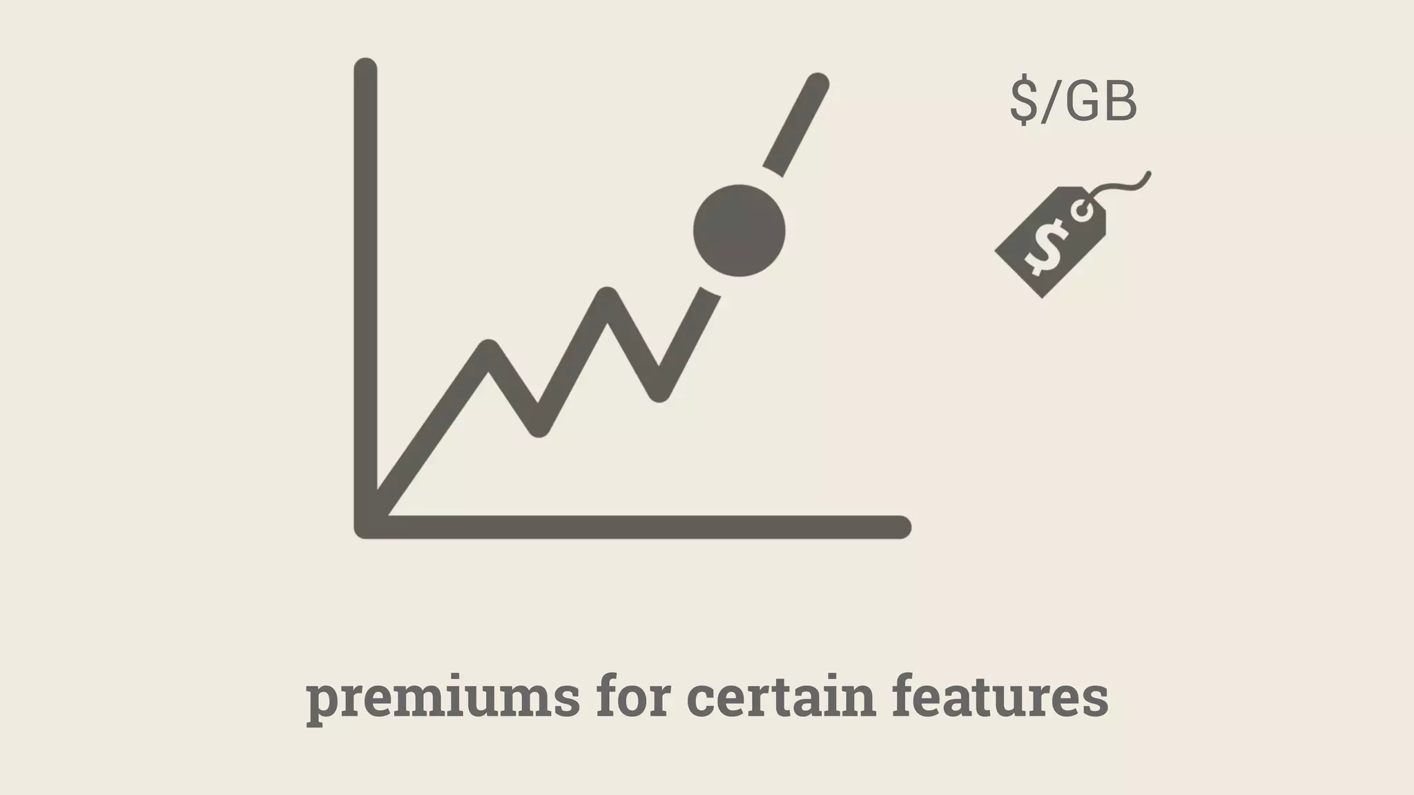 premiums for certain features
$/GB
 