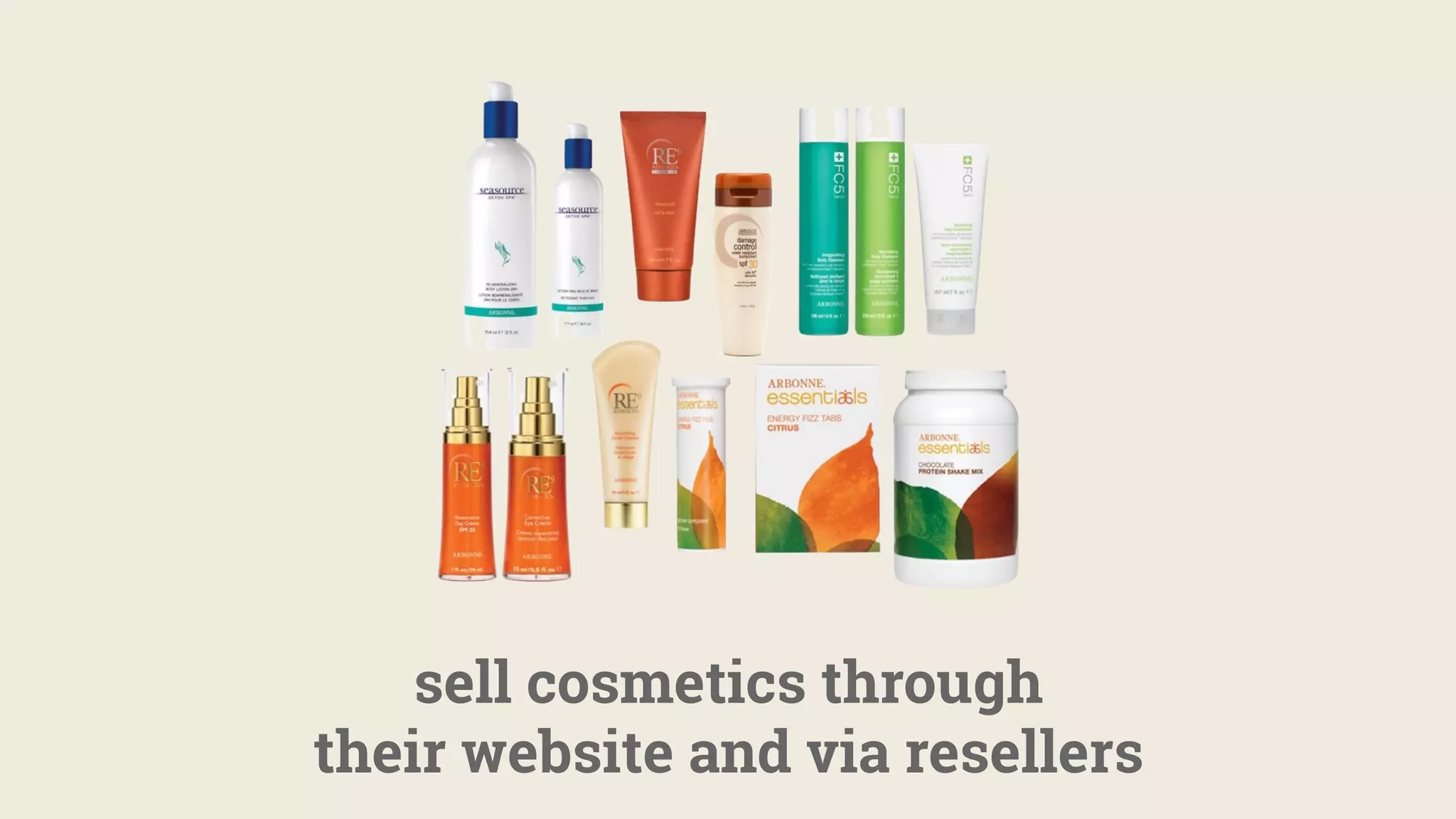 sell cosmetics through
their website and via resellers
 