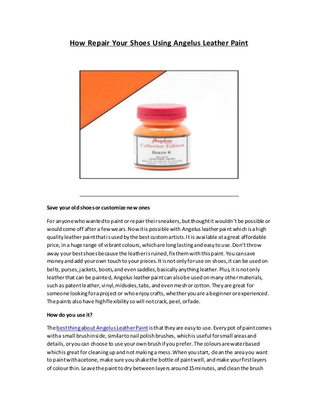 How repair your shoes using angelus leather paint