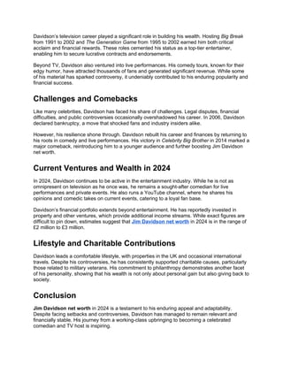 How Rich Is Jim Davidson? Exploring His Net Worth in 2024 | DOCX