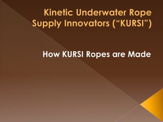 How KURSI Ropes are Made Kinetic Underwater Rope Supply Innovators (“KURSI”) 