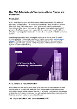 How RWA Tokenization is Transforming Global Finance and Investment | PDF