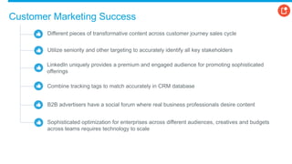 Customer Marketing Success
Different pieces of transformative content across customer journey sales cycle
Utilize seniorit...