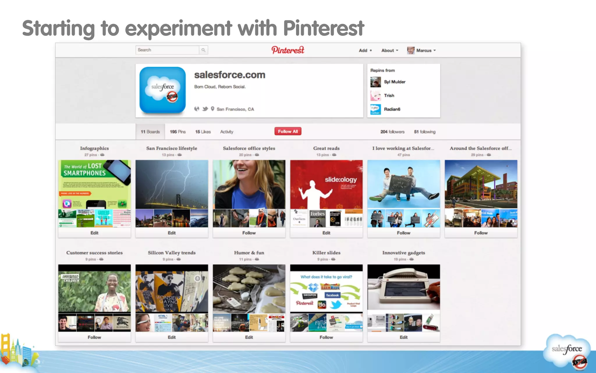 Starting to experiment with Pinterest
 