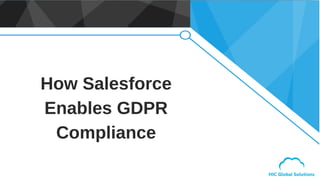 How Salesforce
Enables GDPR
Compliance
 