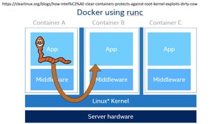 https://clearlinux.org/blogs/how-intel%C2%AE-clear-containers-protects-against-root-kernel-exploits-dirty-cow
 