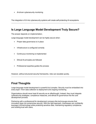 Ensuring Security in Large Language Model Development: Risks, Best ...
