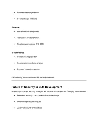 Ensuring Security in Large Language Model Development: Risks, Best ...