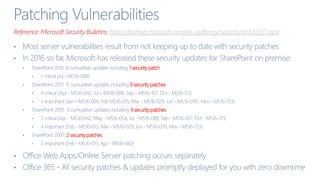 1 security patch
9 security patches
9 security patches
2 security patches
Reference: Microsoft Security Bulletins: https:/...