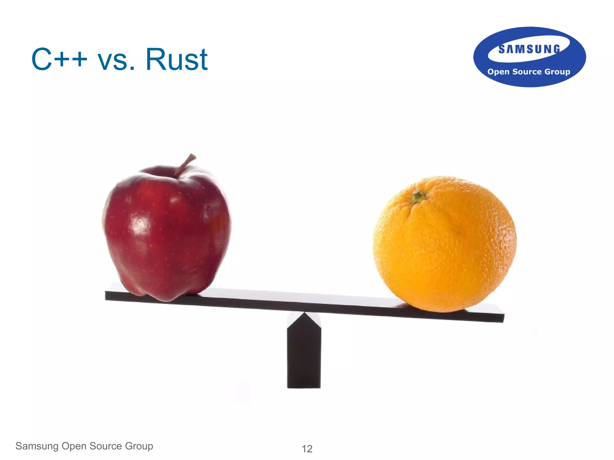 12Samsung Open Source Group
C++ vs. Rust
 