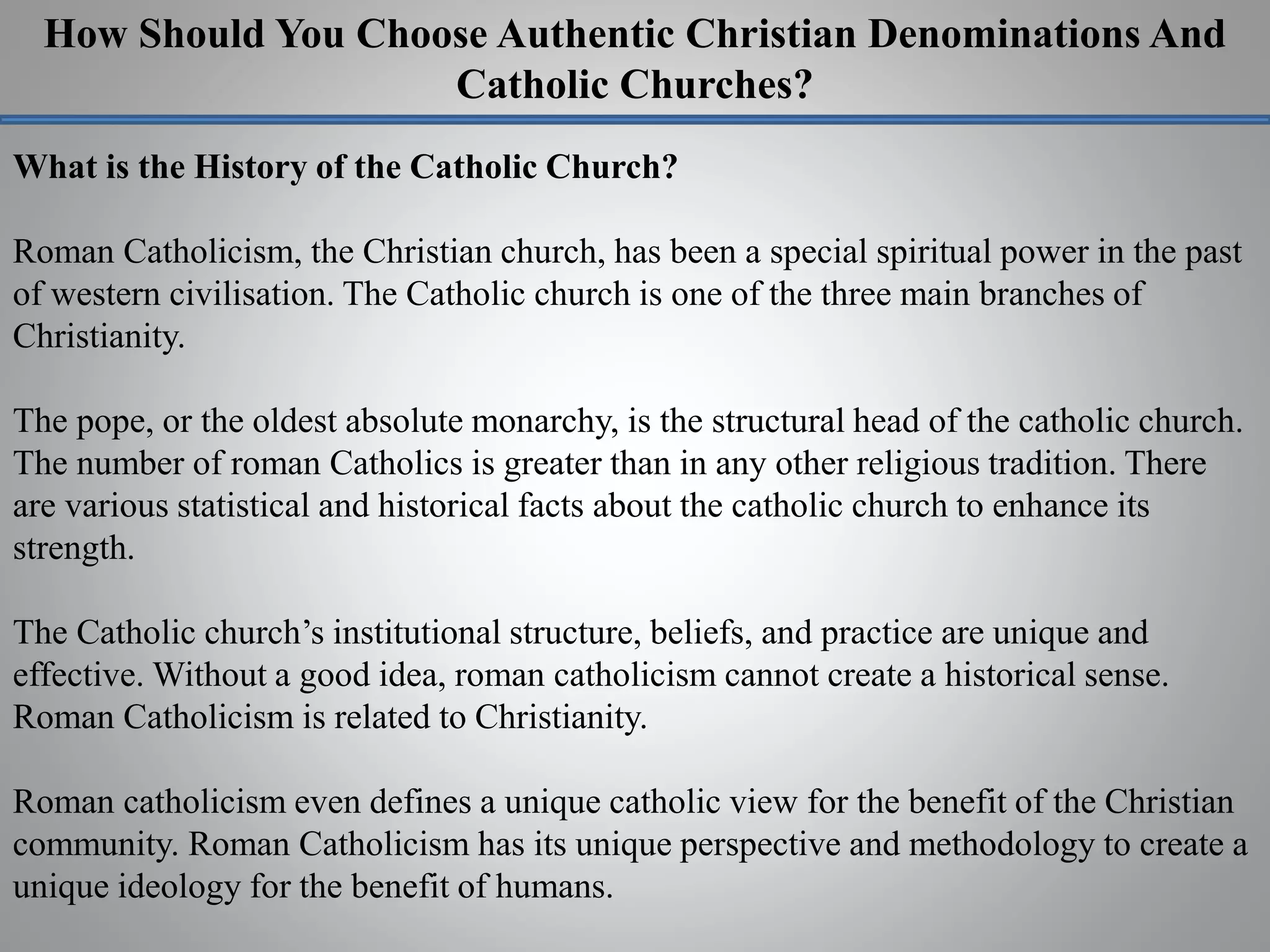 How Should You Choose Authentic Christian Denominations And Catholic ...