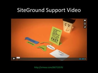 SiteGround Support Video 
http://vimeo.com/66713576 
 