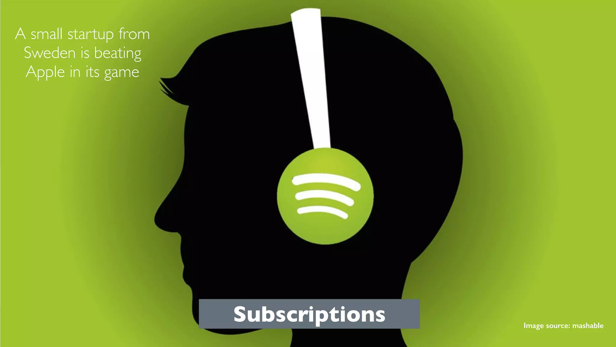 Image source: mashable
A small startup from
Sweden is beating
Apple in its game
Subscriptions
 