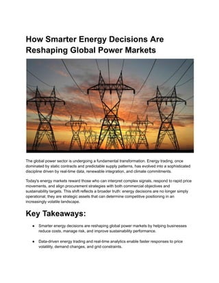 How Smarter Energy Decisions Are Reshaping Global Power Markets | PDF