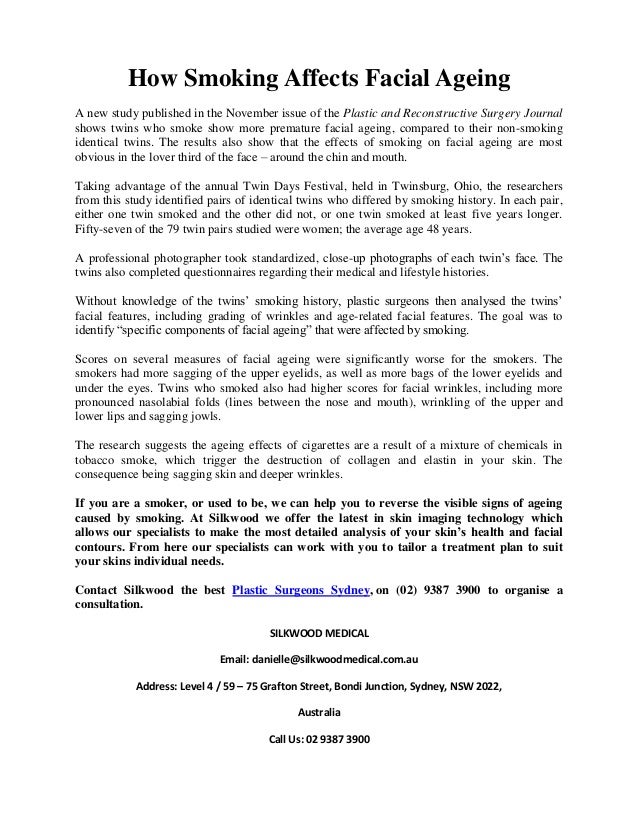 How smoking affects facial ageing PDF