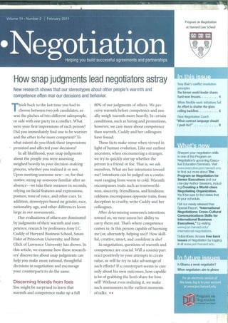 How snap judgment lead negotiators astray