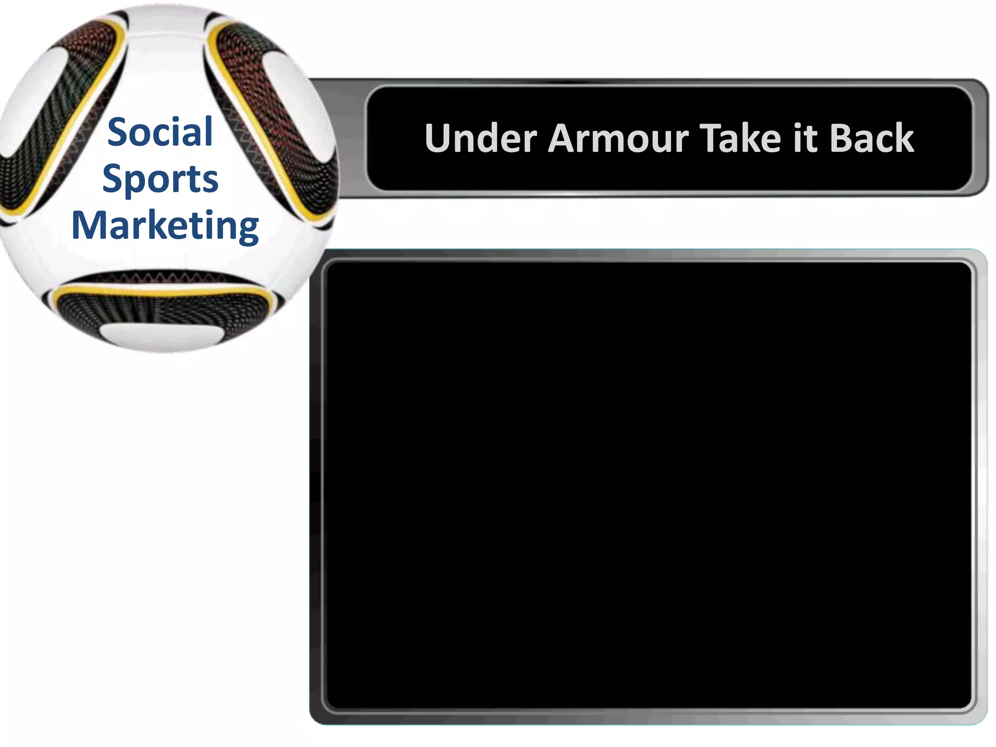 Doing the Nation Proud
Sports
Marketing
Social Under Armour Take it Back
 