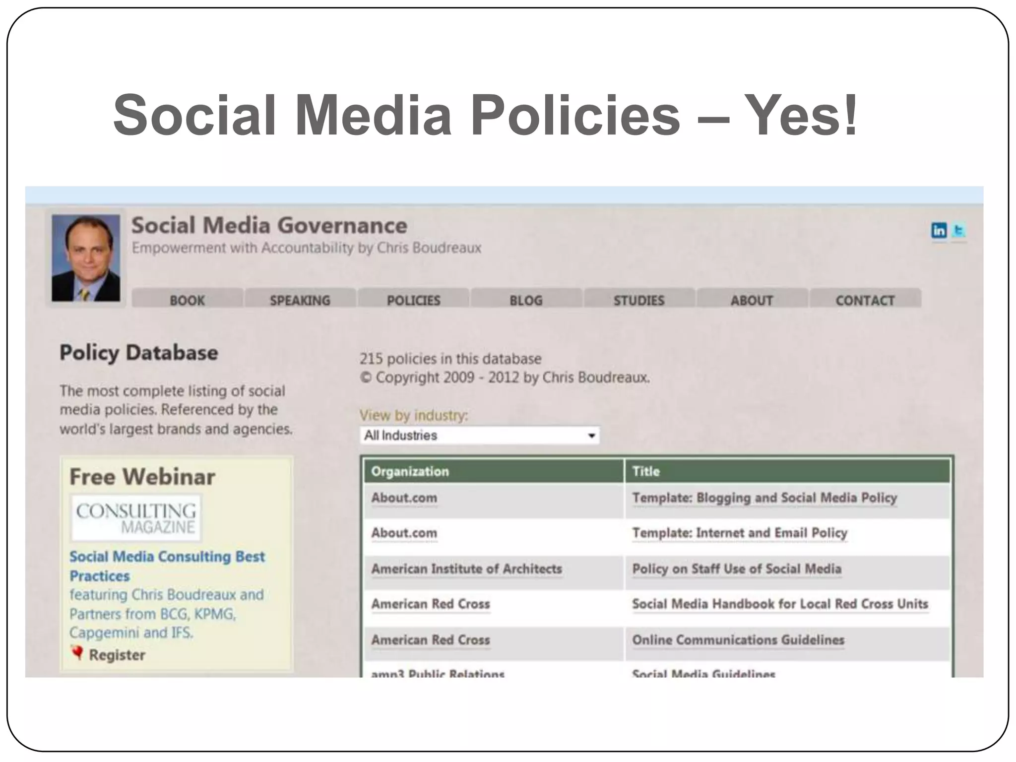 Social Media Policies – Yes!
 