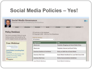 Social Media Policies – Yes!
 