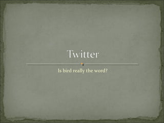 Is bird really the word?
 