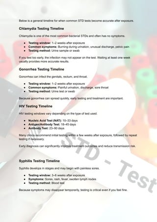 When and How Soon to Get Tested for STDs After Exposure | PDF