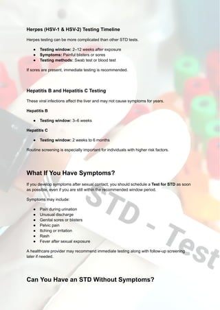 When and How Soon to Get Tested for STDs After Exposure | PDF
