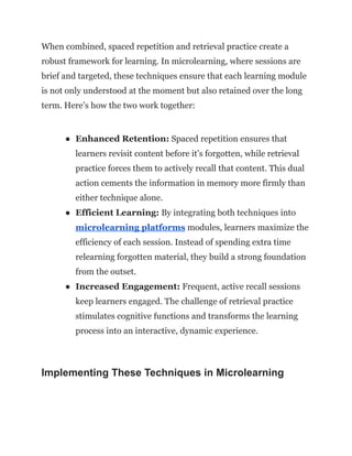 How Spaced Repetition and Retrieval Practice Boost Microlearning ...