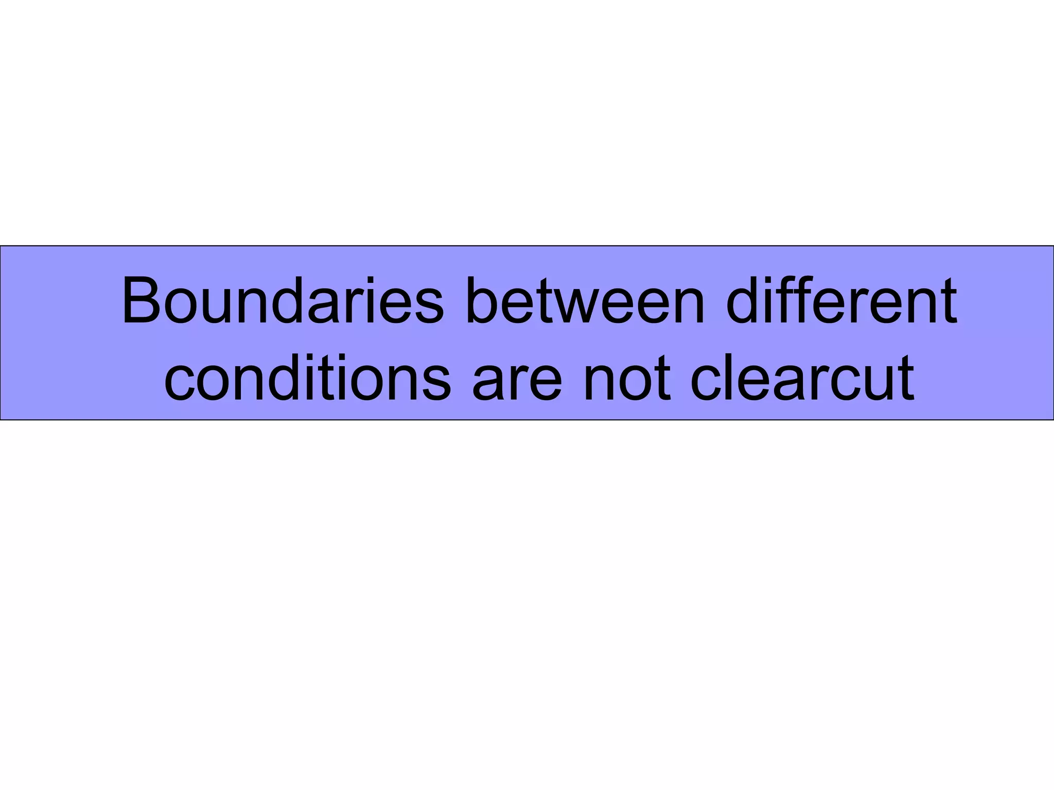 Boundaries between different
conditions are not clearcut
 