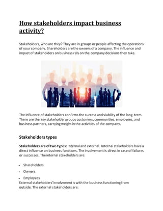 How stakeholders impact business activity | DOCX