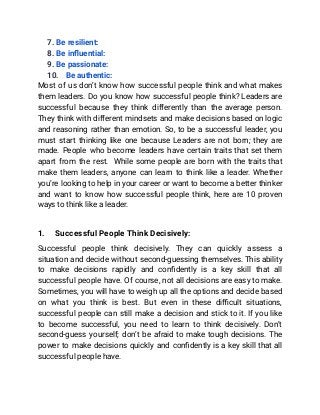 How Successful People Think 10 Proven Ways To Think Like A Leader | PDF