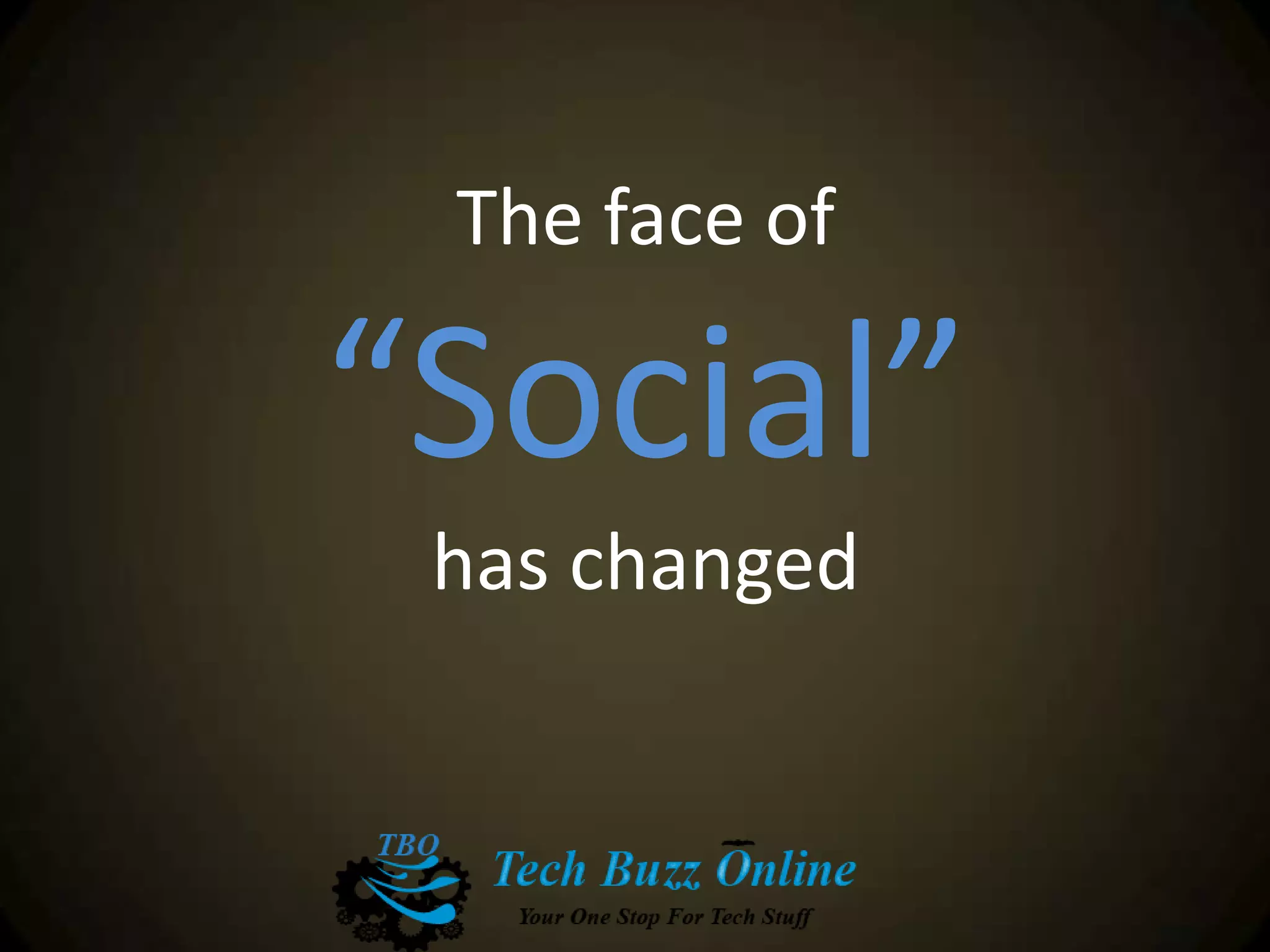 The face of
“Social”
has changed
 