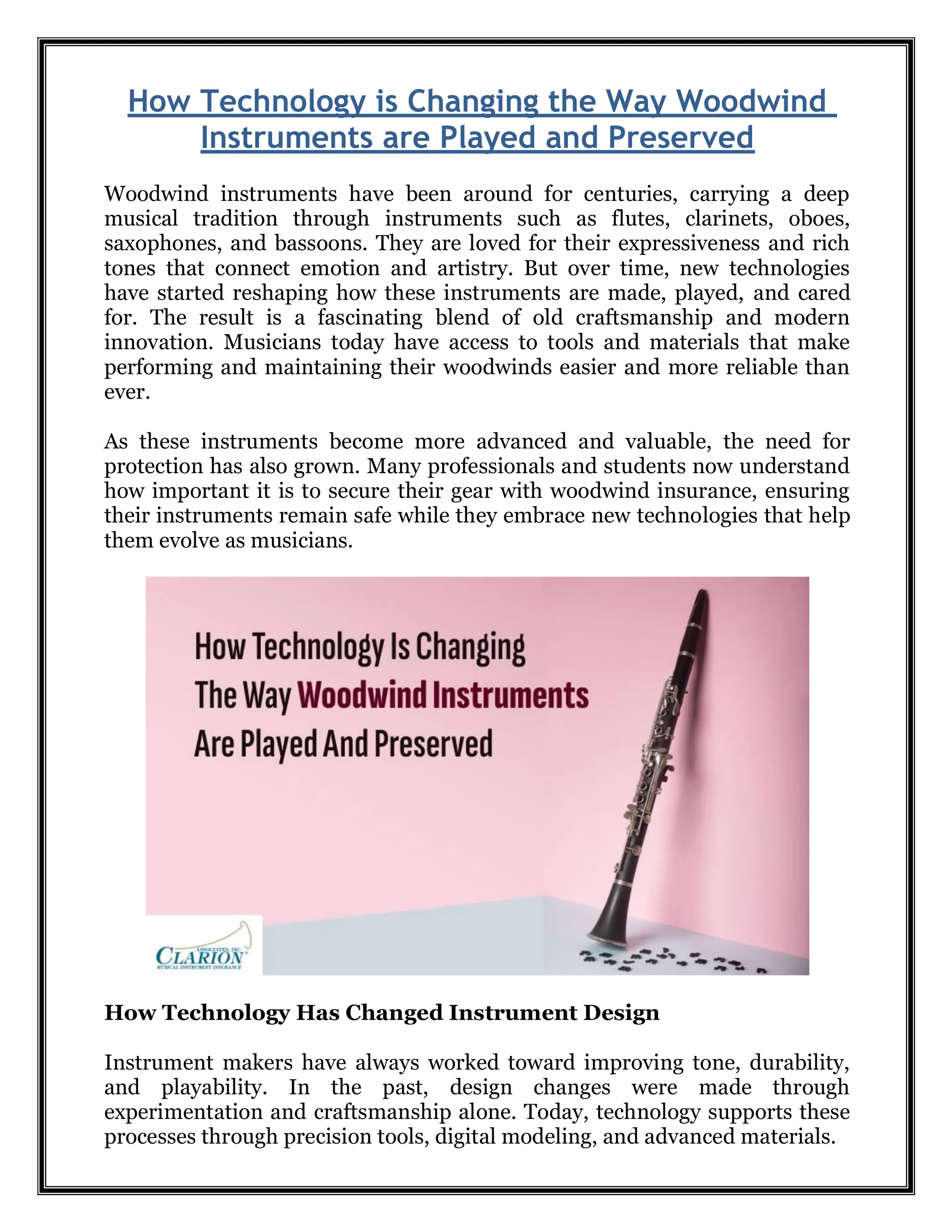 How Technology is Changing the Way Woodwind Instruments are Played and ...