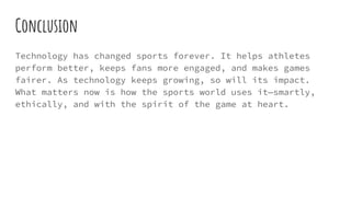 How Technology Is Changing the World of Sports | PDF