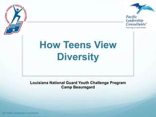 Louisiana National Guard Youth Challenge Program
Camp Beauregard
How Teens View
Diversity
@ Pacific Leadership Consultants
 
