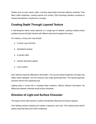 How Texture and Lighting Work Together in Interior Design | PDF